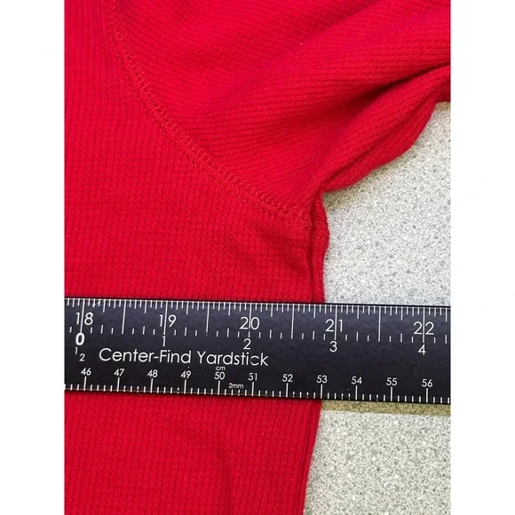 Express Mens Red Waffle Knit Thermal Long Sleeve Shirt Crew Neck Large - Picture 7 of 8